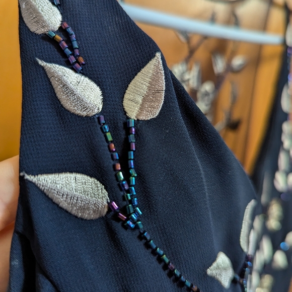 Vintage Navy & White Embroidered Evening Gown Size S: Prom / Homecoming / Gala - Picture 8 of 15